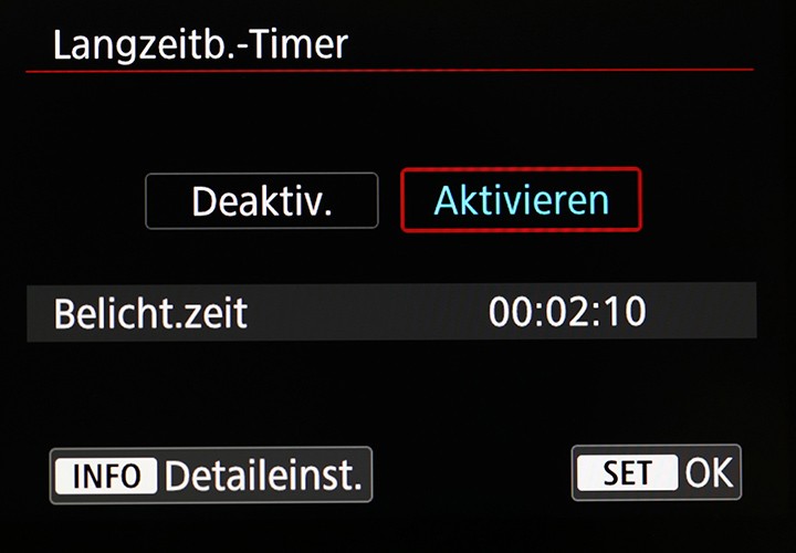 Screenshot Langzeitbelichtung-Timer