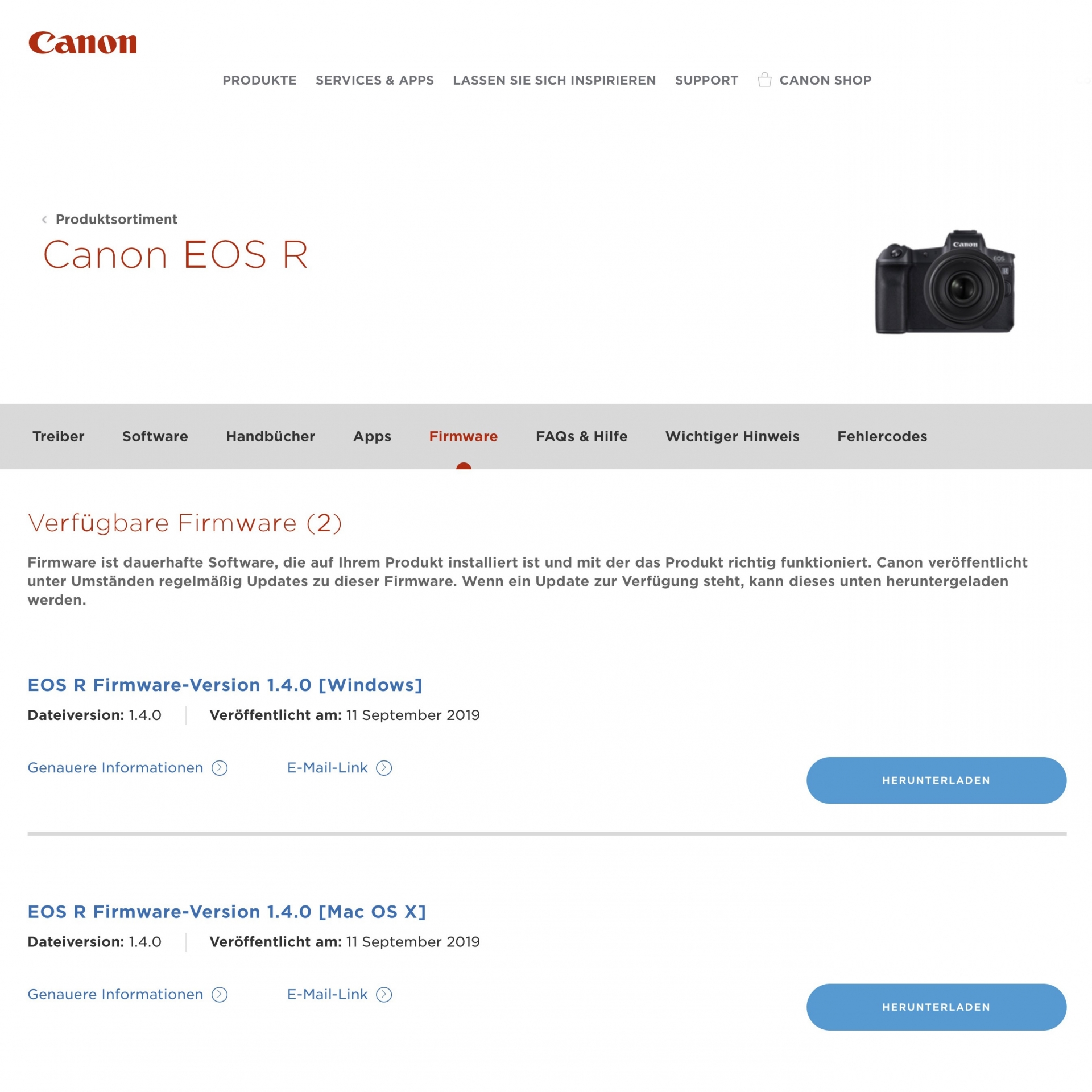 Firmware Update, EOS R