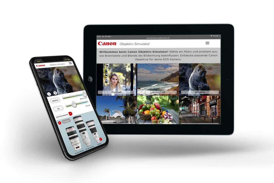 inar Objektive virtuell ausprobieren mit dem Canon Objektiv